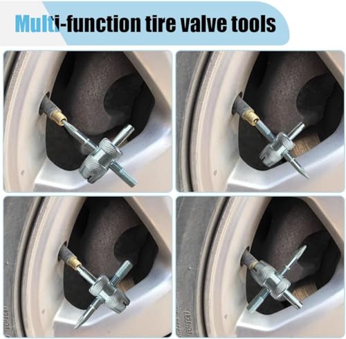 Image of 4PCS 4-Way Tire Valve Core Removal Tool 4-in-1 Universal Valve Wrench | Multifunctional Tire Valve Tools, Valve Core Tool Auto Tire Stem Core Remover Installer, Fit for Car Bicycle Bike Tire Repair
