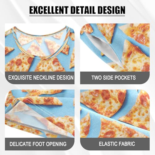 ALAZA Pizza on Blue Pajamas Set Short Sleeve Cotton Sleepwear Summer Pjs 2 Piece 5-14Y4