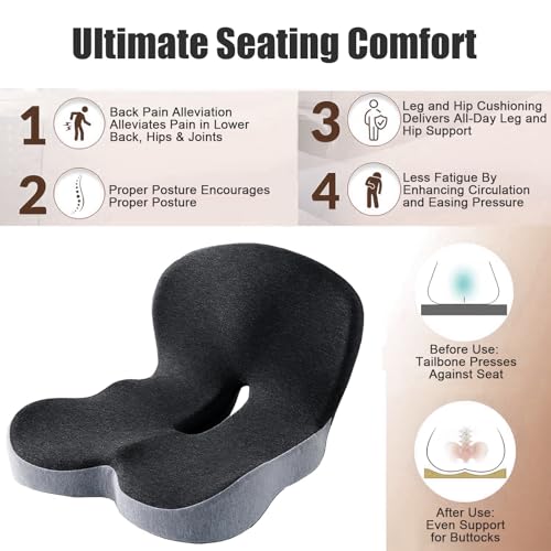 Charmnail Cuscino Ergonomico Con Schienale, Cuscino Sedia Per Ufficio & Auto, Cuscino Sedia Con Supporto Laterale Per Sollievo Dalla Lombalgia - 5