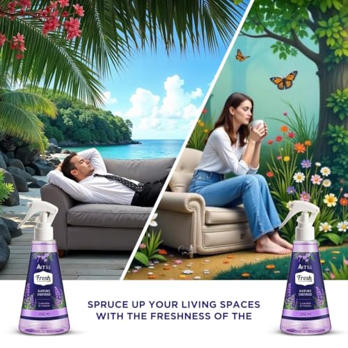 Image of Aerra Lavender & Lemongrass Air Freshener Spray Combo, 2x250ml - Tranquil Zest Edition, 5600+ Sprays for Home, Kitchen, Car, Office, Meditation Space, Non-Aerosol Odor Eliminator