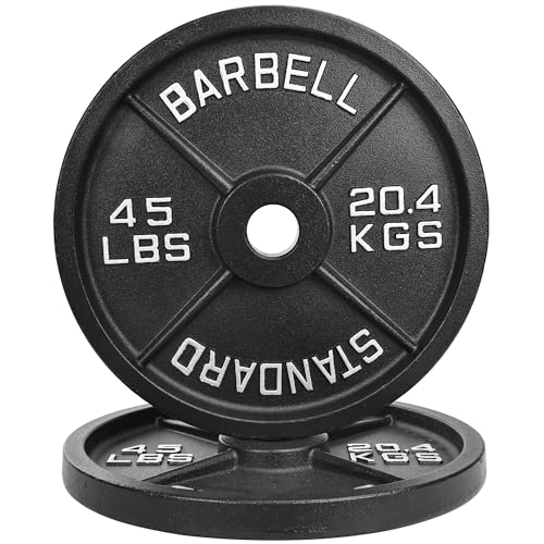 Fitvids Olympic Cast Iron 2-Inch Weight Plate for Strength Training & Weightlifting, Multiple...
