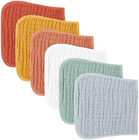 Konssy Muslin Baby Burp Cloths Sets for Unisex- 6 Pack Large 100% Cotton Burping Clothes for Newborn，Baby Girls and Boys