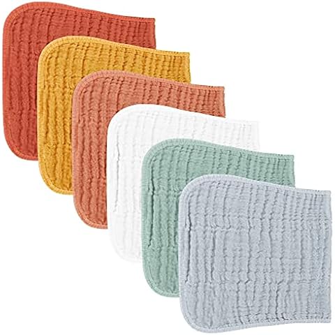 Konssy Muslin Baby Burp Cloths Sets for Unisex- 6 Pack Large 100% Cotton Burping Clothes for Newborn,Baby Girls and Boys Cover