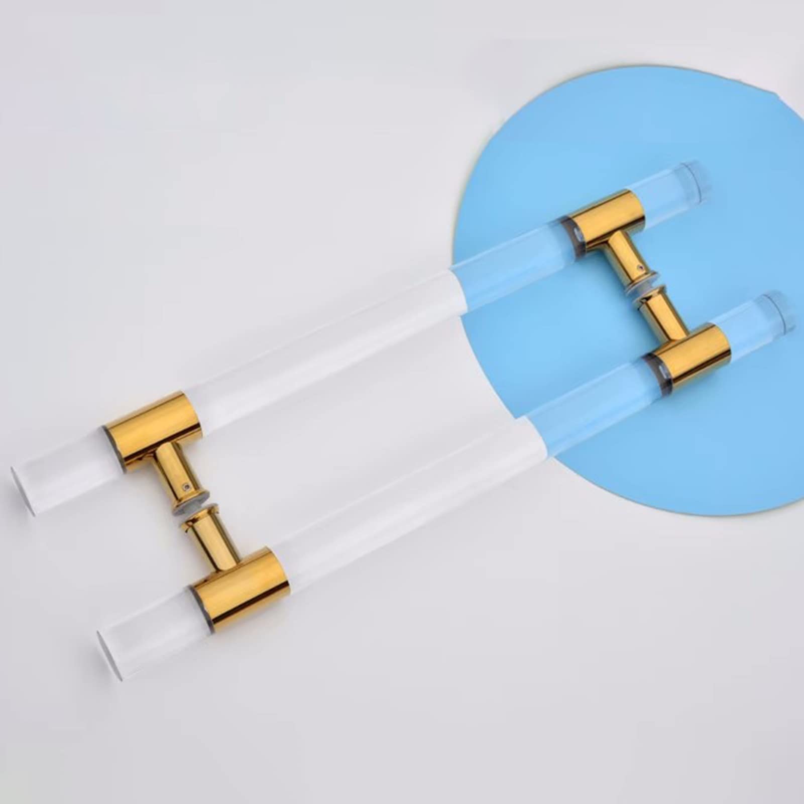 DFGHNBVC Rose Gold Acrylic Barn Door Handles - Modern Round Knob Set For Glass Doors, Wooden Gates Sliding Doors, 100Cm Bathroom Bedroom Push Bar,Gold-80Cm(31 1/2