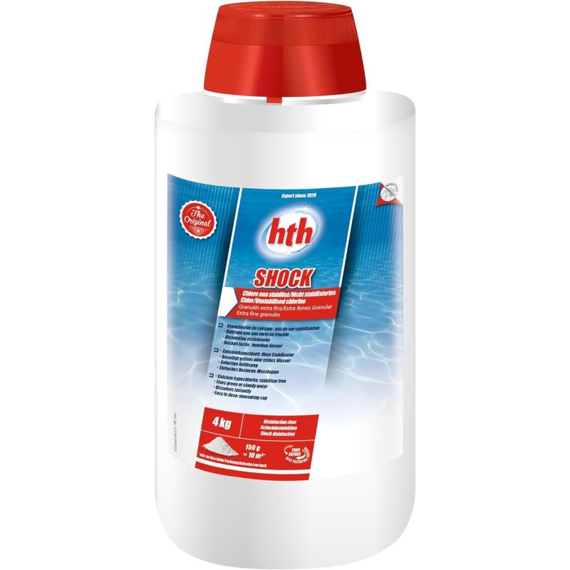 Hypochlorite de Calcium - Chlore Choc HTH® Shock Poudre 4 kg + 12 Tests OFFERTS 7 en 1