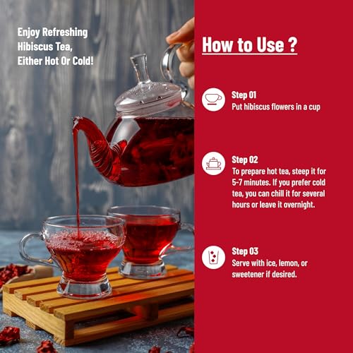 Image of Teaaza Hibiscus Flower Tea, 100Grams-100+Cups | Skin Glow Tea| For High BP, Acne & Hair Growth | Flower Based-Caffeine Free| Diwali Gift for Family, Friends & Corporate Gifting
