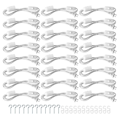 24 Pcs Light Bulb Socket 8.2Ft Extension Hanging Lantern Cord Cable Lamp Cord with Switch E26/E27 Pendant Light Socket for Kitchen Bedroom Restaurant