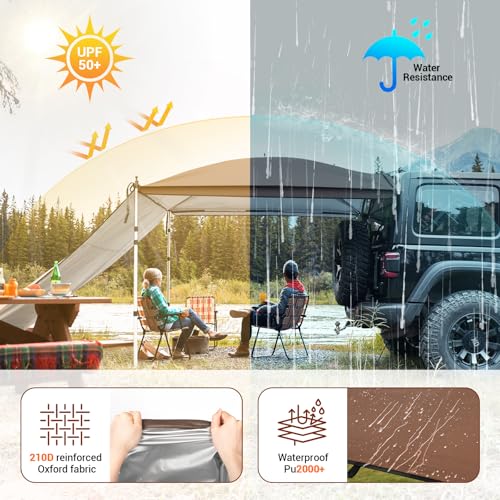 GOTIDY Car Awning Camping Tent, Waterproof Car Awning Sun Shelter with Awning Wall Extension, Pop Up Camper Awning for SUV Truck Van RV Campers and More (Brown) by GOTIDY - Image 4
