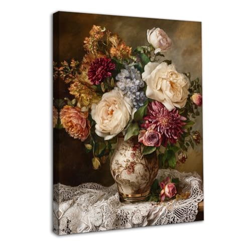Peinture esthétique rétro de fleurs en vase pour une chambre chaleureuse