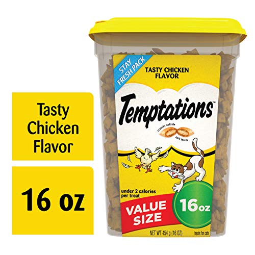 TEMPTATIONS Classic Crunchy and Soft Cat Treats Tasty Chicken Flavor, 16 oz. Tub - Image 7