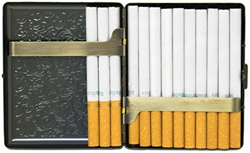 Antique Gold Victorian Print (20 100S) Etched Metal-Plated Cigarette Case & Stash Box #TOP2