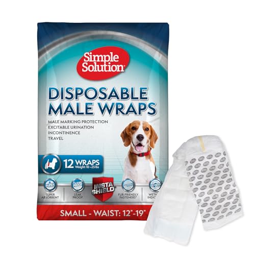 Simple Solution Pañales Desechables para Perros Machos, Pañales para Perros Machos con Ajuste Super Absorbente a Prueba de Fugas, Micción Excitable, Incontinencia o Marcado Masculino