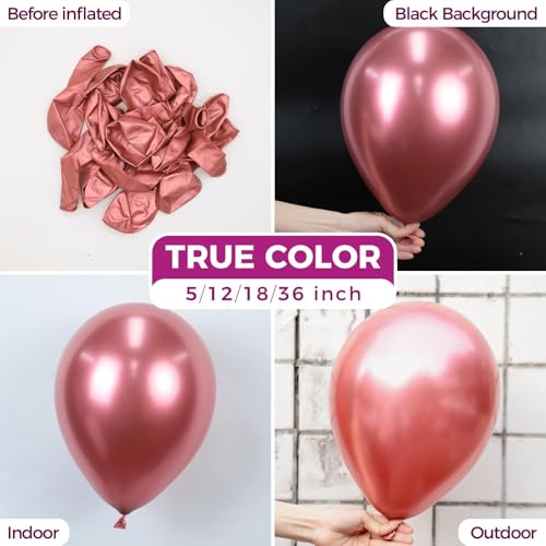 Image of Bezente Metallic Red Latex Party Balloons - 100 Pack 12 inch Round Helium Chrome Red Balloons for Bachelorette Wedding Baby Shower Gender Reveal 1950s Party Decorations