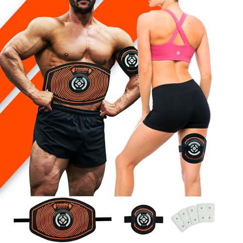 Bonplus BP | Cinturón de Electroestimulación | EMS | Wonder Abs Plus | 9 Programas | 10 Niveles de Intensidad | para Abdominales, Piernas y Brazos | Fitness