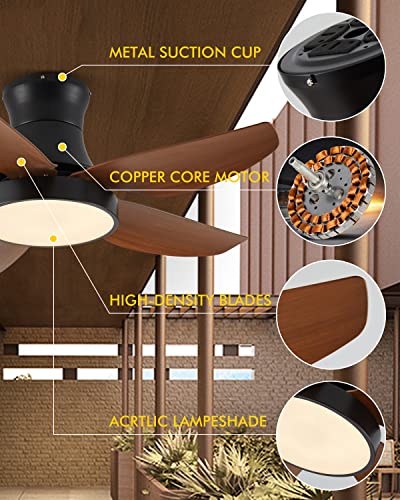 Chriari Ceiling Fans With Lights, 46" Modern Ceiling Fan With Remote Control, 5 Abs Blades, 3 Colors Light, 6 Wind Speed Noiseless Reversible Dc Motor, Low Profile Flush Mount Ceiling Fan #TOP3