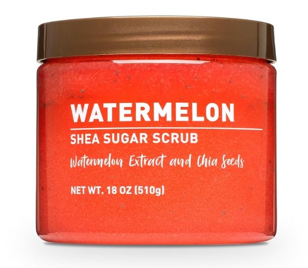 New Watermelon Shea Sugar Body Scrub with Watermelon Extract and Chia Seeds, Natural Oils and Vitamin E, 18 oz