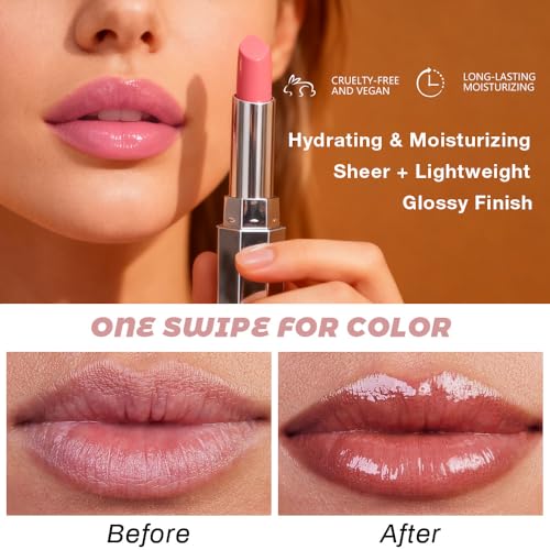 Image of Raisin Honey Lipstick Tinted Lip Balm - Shine Moisturizing Lipstick for Women, Natural Nourishing Hydrating Lip Gloss Stain for Dry Lips, Tint Sheer Lightweight Makeup, Vegan - 1Pc #08 Raisin