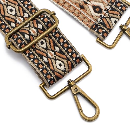 Image of ZOOEASS Bronze Buckles Purse Strap, 2 inch Wide Crossbody Handbag Strap Adjustable Replacement Shoulder Strap Vintage Embroidery