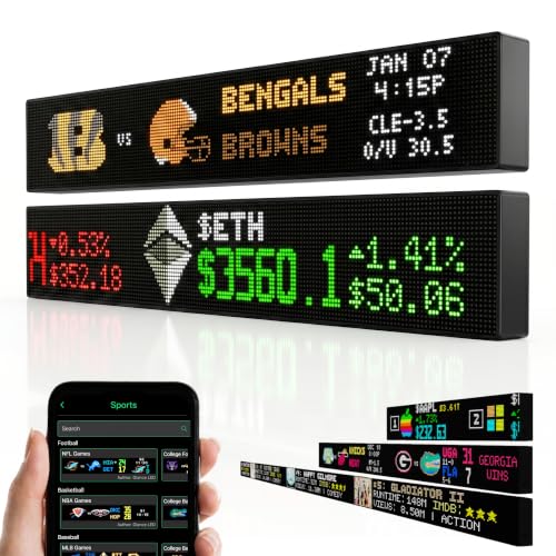 GlanceLED Scroll Customizable LED Stock Ticker Display Scrolling Live Sports Score News Flight Tracker Weather & More Essential Man Cave Accessories Made in USA