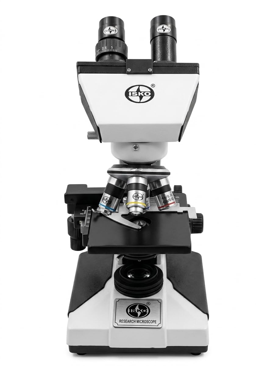 ISKO® Compound Binocular Microscope, 40X-2000X Magnification, Brightfield, Tungsten Illumination, Abbe Condenser, Mechanical Stage with 50 Plain Slides and 5 Prepared Slides-picture-29