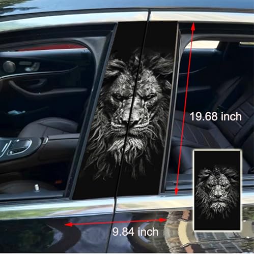 Image of 2pcs /1set Car B Pillar Sticker Decal Upgraded Vinyl Car Decals Body Side Stickers,Wolf Lions Rose Tigers Graphics Scratch Cover Large Sticker for Car Auto Van SUVs Trucks 19.6'' (Black Lions)