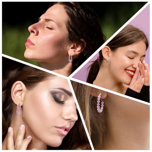 Cubic Zirconia Heart Hoop Earrings for Women - Inside Out Hoops Fun Unique Jewelry Ct 13.25 - Anniversary Birthday Gifts for Womens2