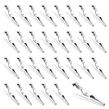 30 PCS Metal Alligator Clips for Crafts, Small Metal Clips, Test Line Crocodile Clip Tiny Alligator Clips Silver Tone Plated Crocodile Clamps for Laboratory Electric Testing Work, DIY Projects