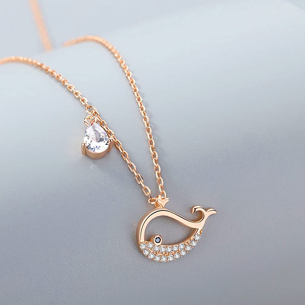 Collane Collana a Sospensione clavicola Lunghezza Totale 16.93in, collane per Donna, Piccola Forma di Balena, collane in Argento Sterling Collana da Donna