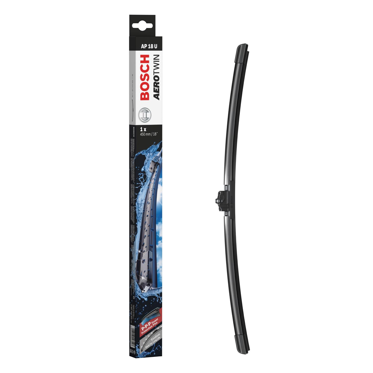 Bosch Aerotwin AP 18 U - Front Windscreen Wiper - Replacement Blade - Comes with Modular Adapters - 1 Blade, 450mm