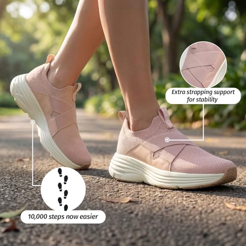 Image of YOHO Women Walking Shoes Rushhour Dynamic | Cushioned, Comfortable, Lightweight & Breathable Knitted Slip-Ons | Every Day Casual Wear Without Lace, Stylish Footwear for Ladies /Girls -900