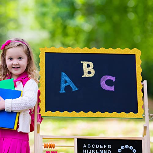 55.8 Feet Bulletin Board Border Glitter Scalloped Borders Bulletin Board Border Decorative Bulletin Board Trim Poster Borders Classroom Decoration Strips (Glitter Gold) #TOP6