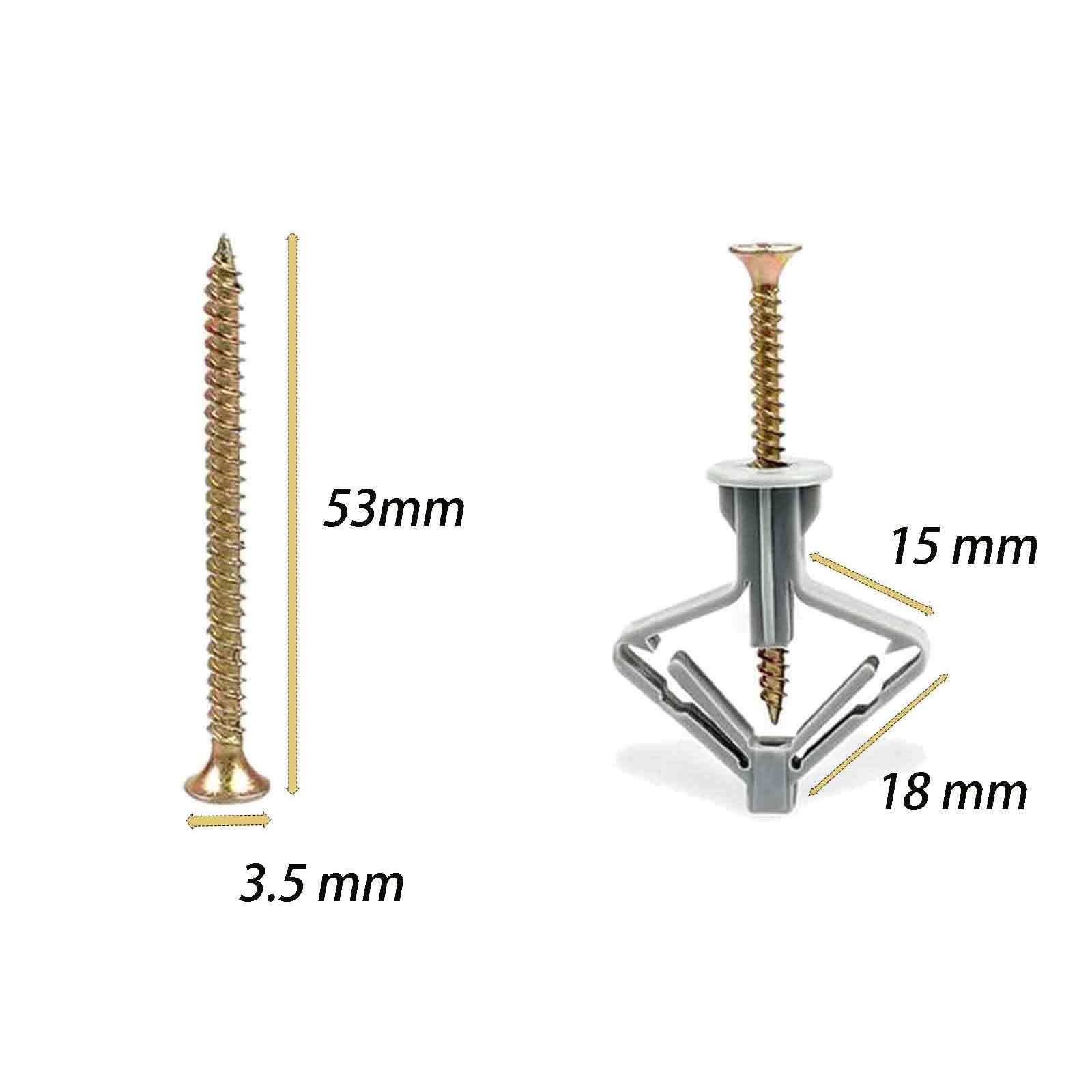 200 Pcs Plasterboard Wall Plugs and Screws Set, Plasterboard Fixings - Image 2