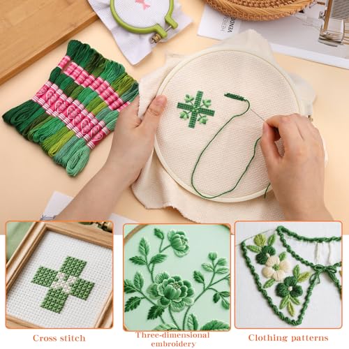 Image of Embroidery Floss,12 Skeins Green Series Bracelet Embroidery Thread