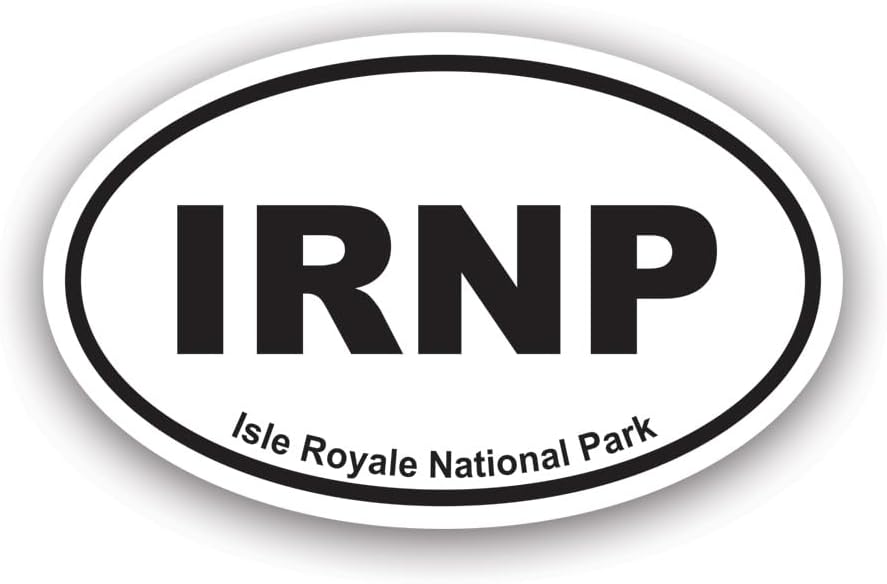 Isle Royale National Park Oval Sticker Decal - Self Adhesive Vinyl - Weatherproof - Made in USA - Euro NPS Service Parks IRNP Michigan Greenstone Ridge Trail Rock Harbor Lighthouse 22" Wide
