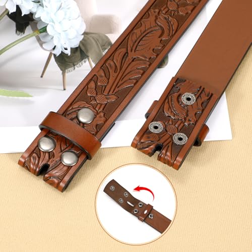 Country Genuine Leather Belt – 1.5" Embossed Strap, Western Cowboy Style3