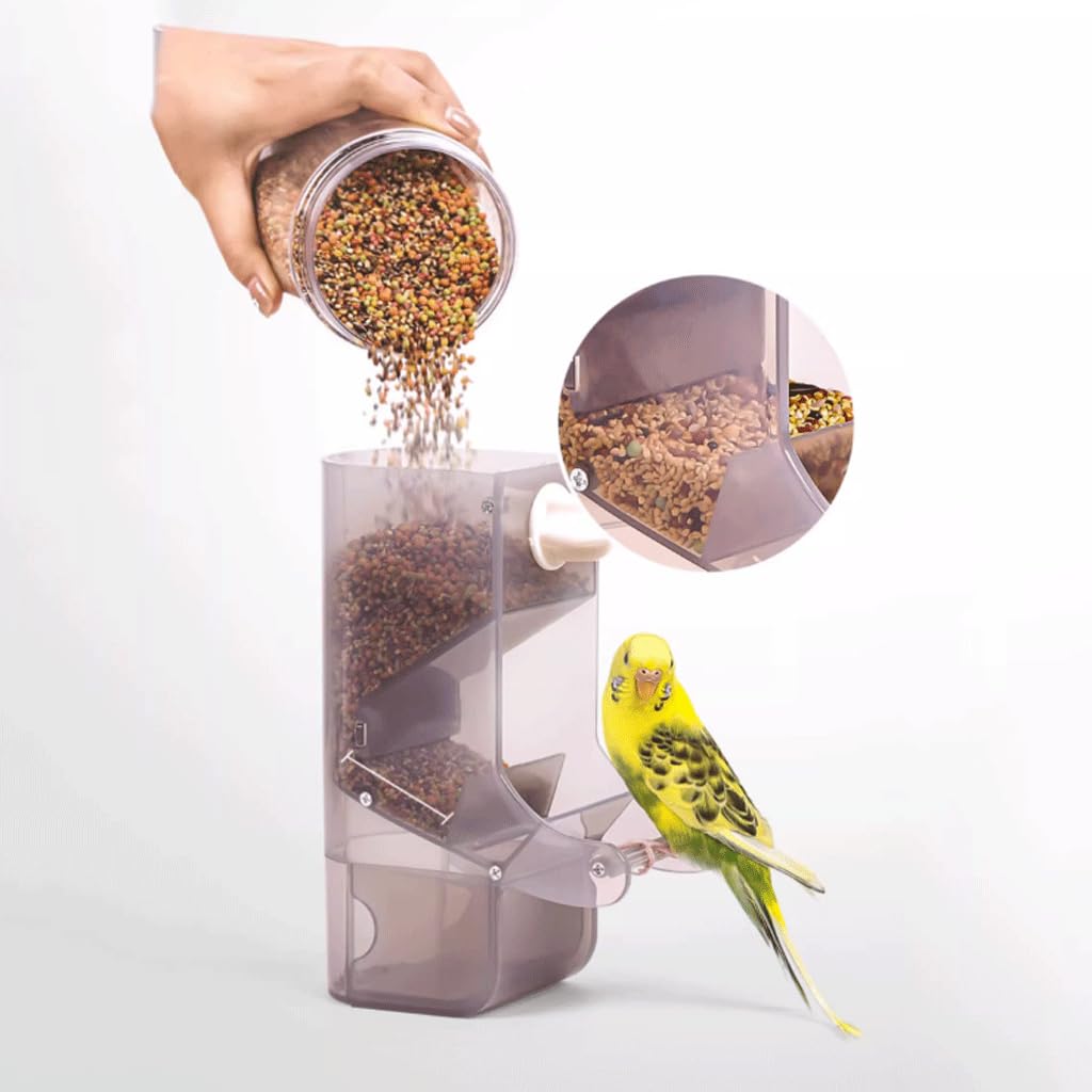 Mangeoire automatique pour perroquets et oiseaux, Cage suspendue anti-éclaboussures, boîte de nourriture pour oiseaux, séparateur de pailles, mangeoire pour usage domestique Mangeoires à oiseaux