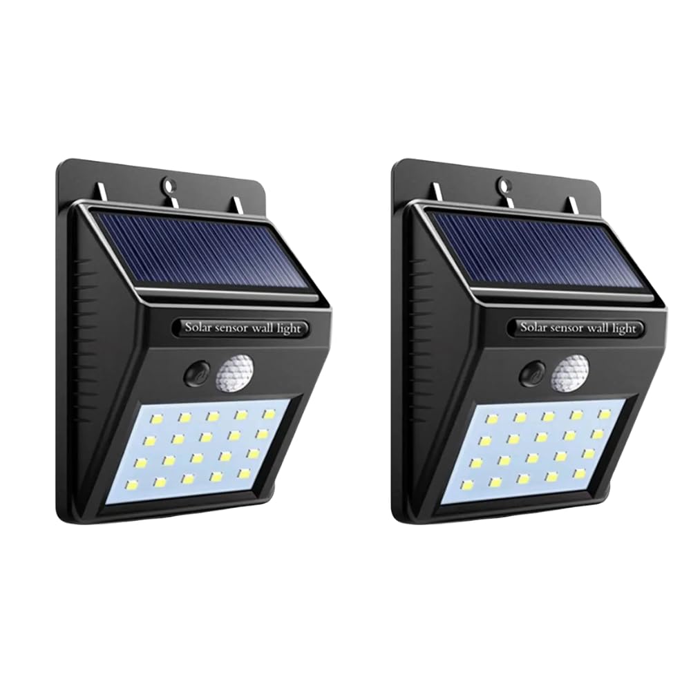 SDFIXINGS Solar Outdoor Security Light with PIR Motion Sensor, 20/40/60 LED High Brightness, IP65 Waterproof Wireless Solar Wall Lamp for Garden, Yard, Patio, Fence, Street, Driveway (20 LED, 2 Pack)