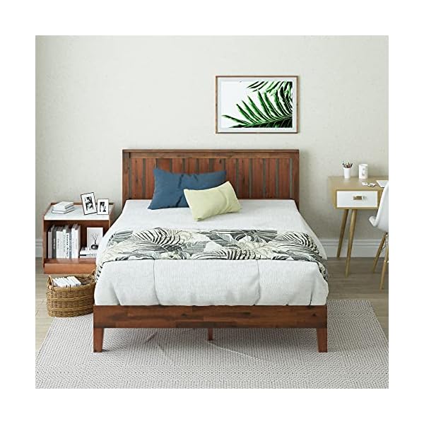 ZINUS Vivek Deluxe Wood Platform Bed Frame with Headboard / Wooden Slat Support / No Box Spring