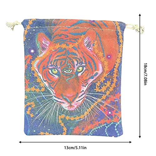 runas tarô | Saco dados tarô co cordão - Bolso cordão com padrões tigre três olhos para cartão tarô