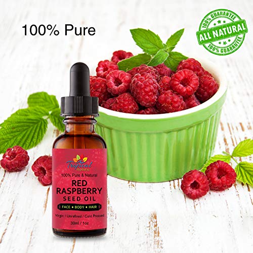 Tropical Holistic 100% Pure Red Raspberry Seed Oil 1 Oz, Premium Natural Oil For Face, Skin, Hair, Hands, Anti-Aging, Flavoring, Shaving, Pimples, Neck #TOP1
