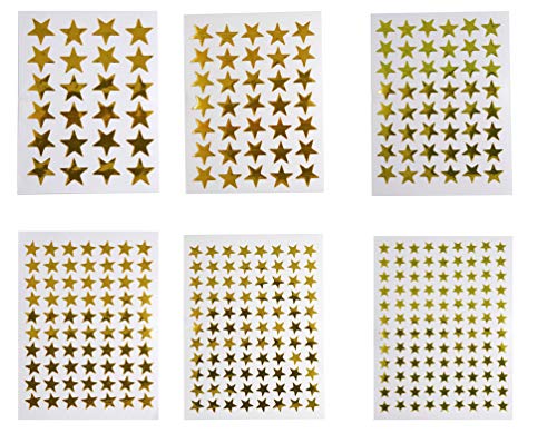 Sowaka 60 Pcs Star Sticker Multi Size Self Adhesive Gold Label Reward Stickers for DIY Craft Project Scrapbooking Kid Student Teacher Supplies (Gold)