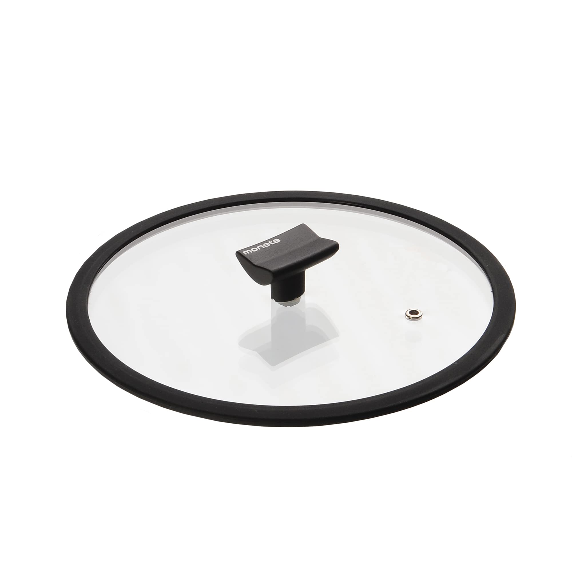 Moneta 0004124516 Flat Lid Silicone Edge and Knob 16 cm Transparent and Black