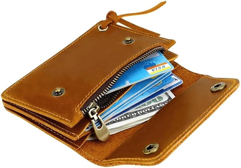 Coin Purse for Men Leather Compact Wallet with Zip Coin Compartment Mini Pouch(Colour 1)