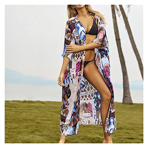 Kimono long coton femme gilet grande taille beachwear tunique fluide été