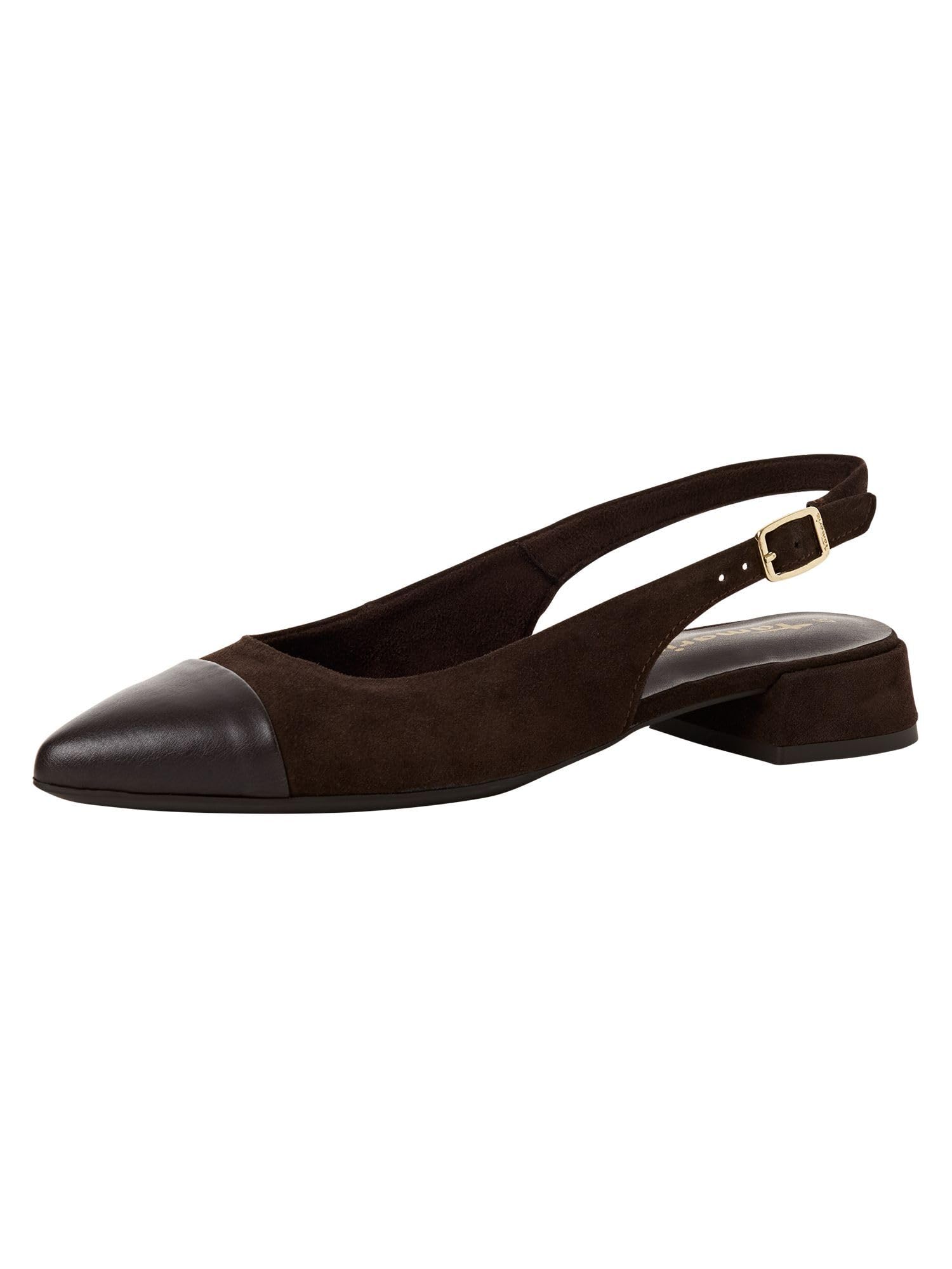 Tamaris Women's slingback pump with block heel brown 6.5 UK