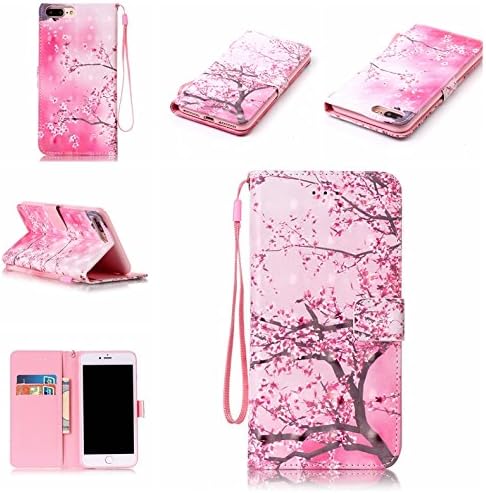 Firefish iPhone 7 Plus Case,iPhone 8 Plus Case, [3D Printing] PU Leather Flip Folio Kickstand Wallet Case with Card Slots and Magnetic Closure Wrist Strap for Apple iPhone 7 Plus