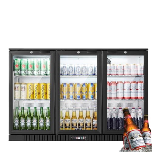 BODEGACOOLER Back Bar Cooler With 3 Glass Doors,Counter Height Commercial