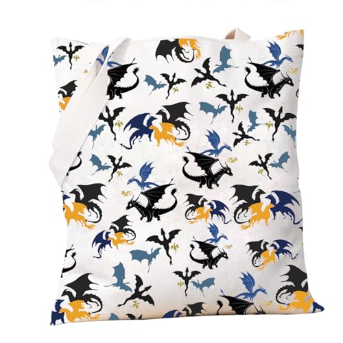 PXTIDY FWing Book Dragon Tote Bag Dragon Trio Tairn Andarna and Sgaeyl Shopping Bag Fantasy Bookish Gift Dragon Gift