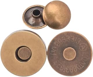 Buttons 30 Sets Metal Double Rivet Magnetic Clasps Buttons Press Buckle(Thick Bronze,18mm)