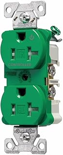 Eaton TR5362CHGN Arrow Hart, Tamper Resistant Half Control Heavy Duty Industrial Grade Duplex Receptacle, Impact-Resistant thermoplastic face, 14-10 AWG, 20A,125V, Green, 5-20R, 2-Pole (1)